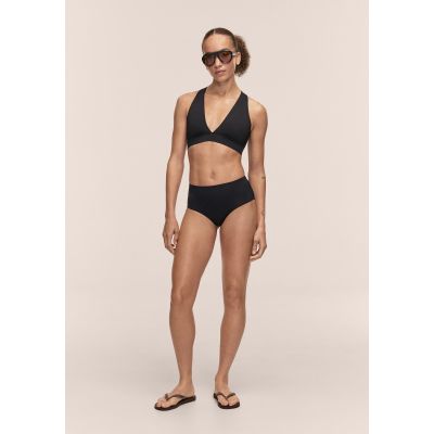4. CASALL V-Neck Crossback Bikini Top Black