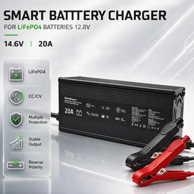 3. Qoltec Specialized charger for LiFePO4 battery 12V | 20A | PF 0.9 | LED | Smart charging