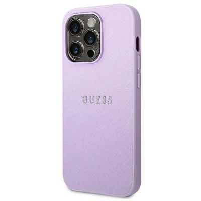 2. Guess Saffiano Strap Case for iPhone 14 Pro - Purple