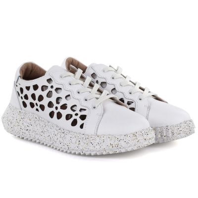 4. Women's leather platform shoes white Artiker 56C1167