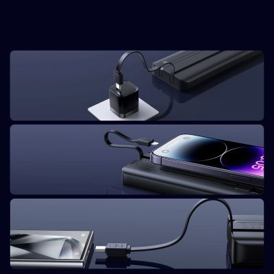 11. Joyroom JR-PBF19 22.5W 10000mAh Powerbank with Two Built-in Cables - Black