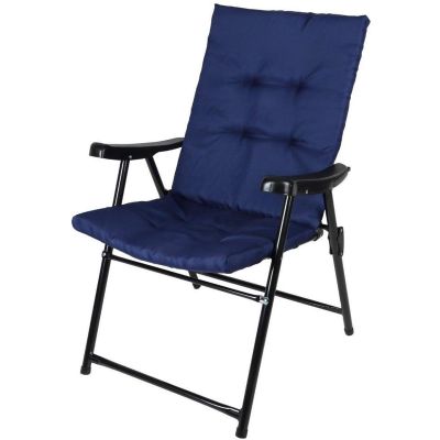 9. FOLDING GARDEN CHAIR 59X66X45/90CM WITH NAVY BLUE CUSHION