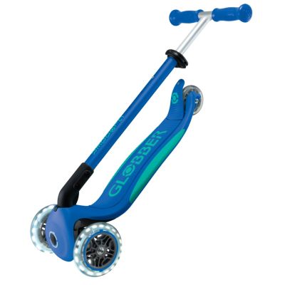 8. Globber Primo Foldable Plus Lights Kids Classic Scooter Blue, Navy (Navy)