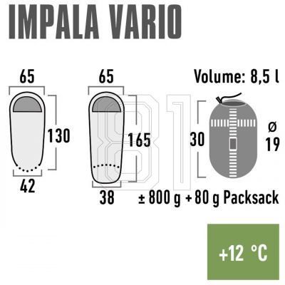 4. High Peak Impala Vario sleeping bag 165x65x38 cm 23044