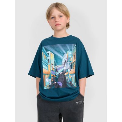 Boy's oversize printed T-shirt 4F 4FJRAW25TTSHM3061-46S
