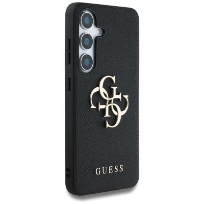 4. Guess Grained Big 4G Logo Small Classic Logo case for Samsung Galaxy S25 Plus black