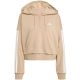 2. Women's Essentials 3-Stripes French Terry Hoodie Quarter Zip Beige JX7676