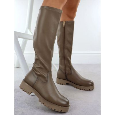 8. Women's khaki platform boots Potocki 25-12729