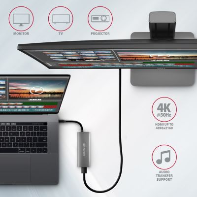 6. AXAGON HMC-5G21 USB-HUB 2x USB-A + 2x USB-C + HDMI 4K/30Hz, USB-C 3.1 - 13cm