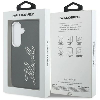 8. Karl Lagerfeld Grained Signature Metal Resin Logo Case for Samsung Galaxy S26 - Black