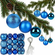 DECORATIVE PLASTIC BAUBLE SAFE 46 PCS BLUE MICA