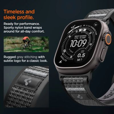 7. Spigen Athlex Air 2 Strap for Apple Watch 44/45/46/49mm - Black and Gray