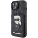 2. Karl Lagerfeld Saffiano Cardslots and Stand Monogram Ikonik Patch case for iPhone 15 - black