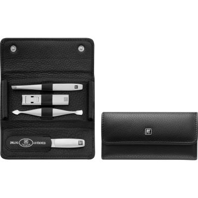 2. ZWILLING 97712-004-0 Twinox Travel Set – Black Leather Case, 4 Pieces