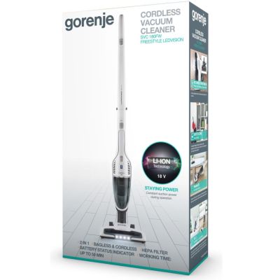 2. Gorenje SVC180FW 2-in-1 Standing Vacuum Cleaner Battery Dry HEPA Bagless 0.6 l White