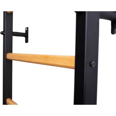 18. GYMNASTIC WOODEN AND METAL WALL BAR WITH 4 HANDLES BENCHK 200B