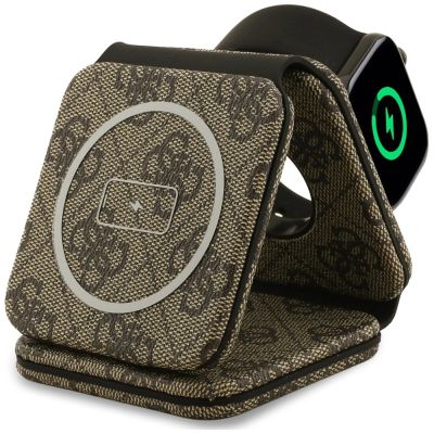 4. Guess 4G MagSafe 3-in-1 15W Wireless Charger - Brown