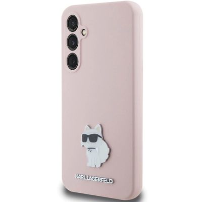 2. Karl Lagerfeld Silicone Choupette Metal Pin case for Samsung Galaxy S23 FE - pink