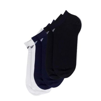 Emporio Armani Calza Ankle Socks Cotton Comfortable 3-Pack Navy Blue Black White