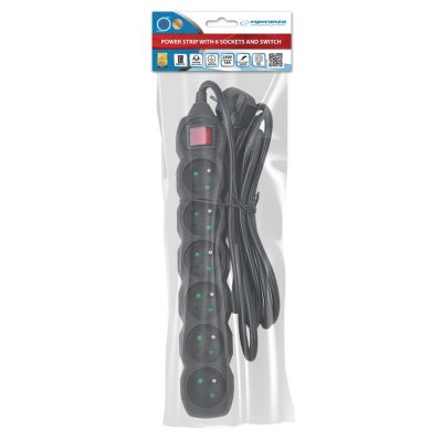 9. ESPERANZA POWER STRIP 6 SOCKETS 3M SWITCH BLACK ELK218K