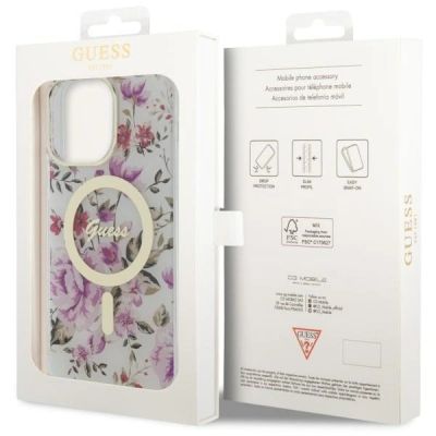 13. Guess GUHMP14LHCFWST iPhone 14 Pro 6.1" transparent hardcase Flower MagSafe