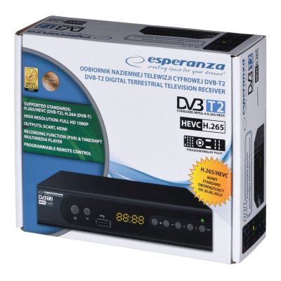 9. ESPERANZA DVB-T2 TUNER H.265/HEVC EV106P
