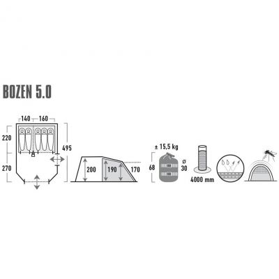 9. High Peak Bozen 5.0 Family Tent 11836
