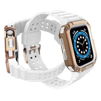 3. Protect Strap Band for Apple Watch 38/40/41mm Armored Case Strap - White, Rose Gold