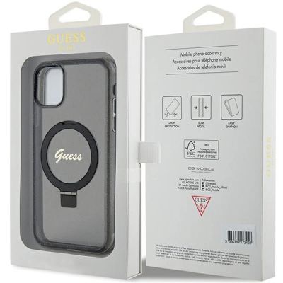 8. Guess Ring Stand Script Glitter MagSafe case for iPhone 11 / Xr - black