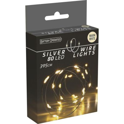 10. BATTERY-OPERATED WIRE LAMPS GARLAND 80 LED WARM WHITE
