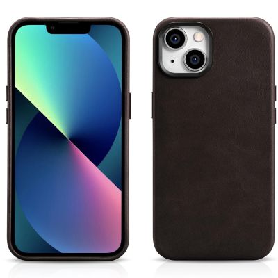 16. iCarer Oil Wax Premium Leather Case iPhone 14 Plus Magnetic Leather Case with MagSafe Brown (WMI14220703-BN)