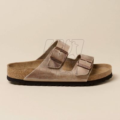 12. Birkenstock Arizona Soft Footbed Oiled Leather Tabacco Brown Narrow Women's/Men's Slides (0552813)