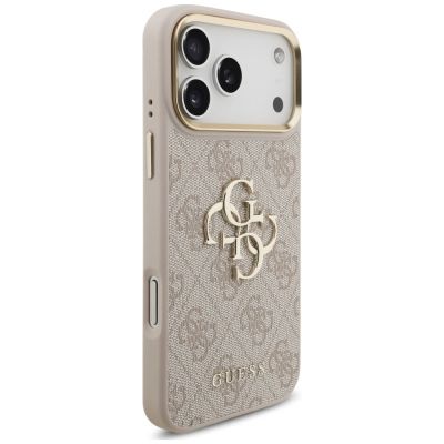4. Guess 4G Big 4G Classic Logo Big Strap Metal Buttons Case for iPhone 18 Pro Max / 17 Pro Max – pink