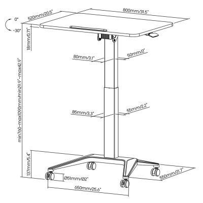 16. MACLEAN MOBILE DESK LAPTOP TABLE BLACK MC-453B