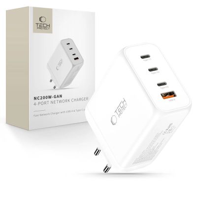 Tech-Protect NC200W-GaN 4-Port 200W Wall Charger - White