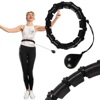 13. Hula Hoop with Massager and Weights, Black, Energo Fit