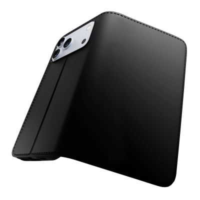 9. Puro Wallet Stand Case for iPhone 17 Pro Made of Eco-Leather, with a Flap, Wallet, and Stand Function - Black