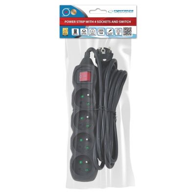 5. ESPERANZA POWER STRIP 4-SOCKET 3M SWITCH BLACK ELK213K