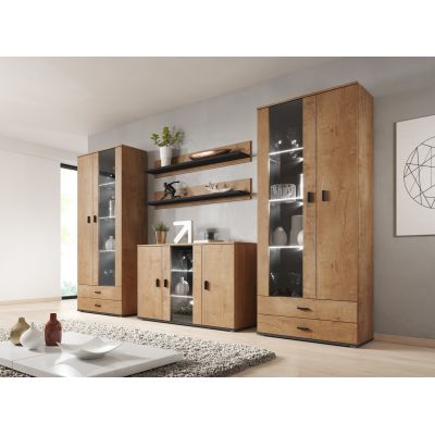 8. Shelf 125cm (2 pcs) SOHO lefkas oak + black