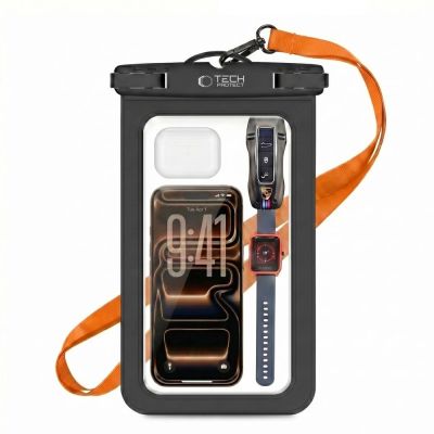 6. Tech-Protect Waterproof Case UWC9 waterproof for devices up to 8.9" - black and orange