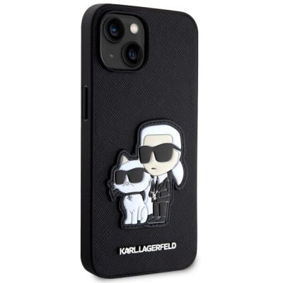 4. Karl Lagerfeld Saffiano Karl & Choupette Case for iPhone 13 / 14 / 15 - Black
