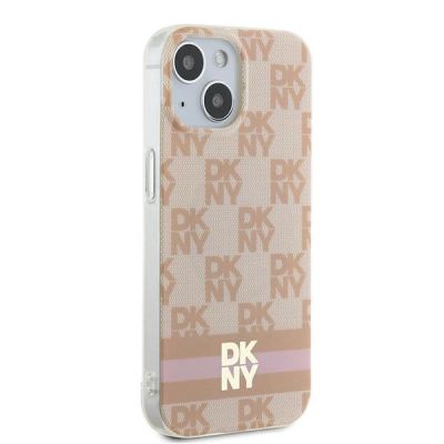 4. DKNY IML Checkered Mono Pattern & Printed Stripes MagSafe case for iPhone 15 / 14 / 13 - pink