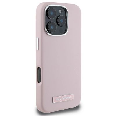 4. Karl Lagerfeld FW Metal Plate MagSafe iPhone 16 Pro Case - Pink