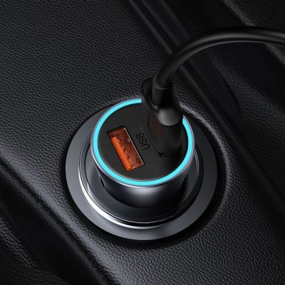 12. Baseus Golden Contactor Pro fast car charger 2x USB 40 W Quick Charge SCP FCP AFC + USB cable - USB Type C gray (TZCCJD-A0G)