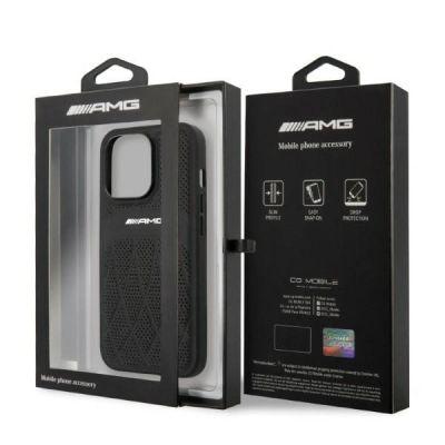 8. AMG AMHCP13LOSDBK iPhone 13 Pro / 13 6.1" black/black hardcase Leather Curved Lines