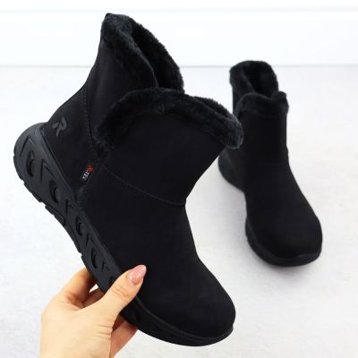 2. Rieker M6554-00 Waterproof Women's Snow Boots with Fur Trim, Black