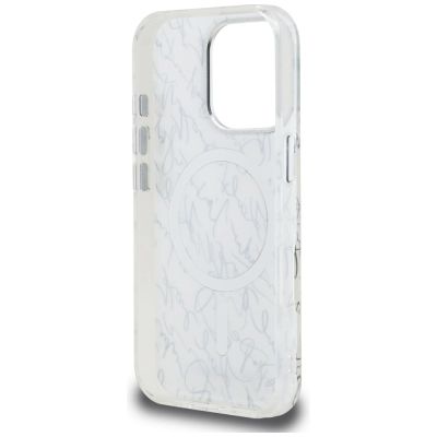 7. Karl Lagerfeld IML Karl Script Pattern MagSafe Case for iPhone 16 Pro - White