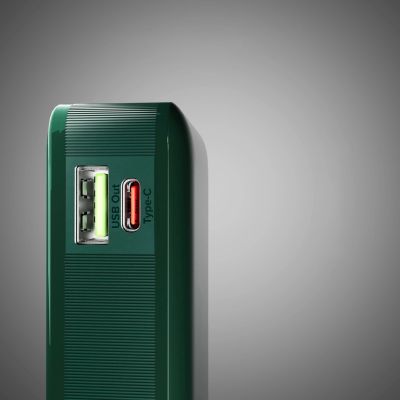 7. Powerbank SBS 10000 mAh 20W with built-in USB-C cable and digital display - green