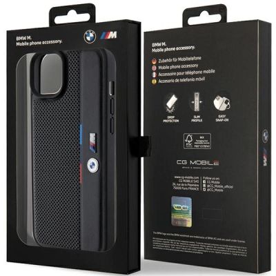 8. BMW Perforated Tricolor Line case for iPhone 15 Plus / 14 Plus - black
