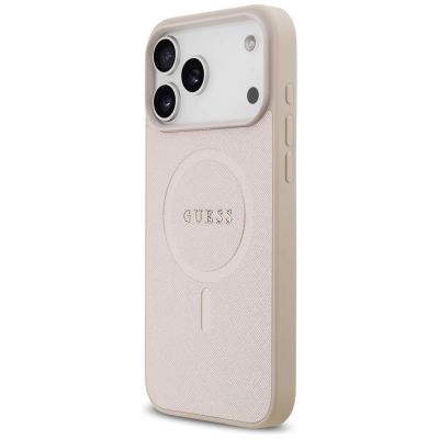 2. Guess Saffiano Classic Logo MagSafe Case for iPhone 18 Pro Max / iPhone 17 Pro Max - Pink